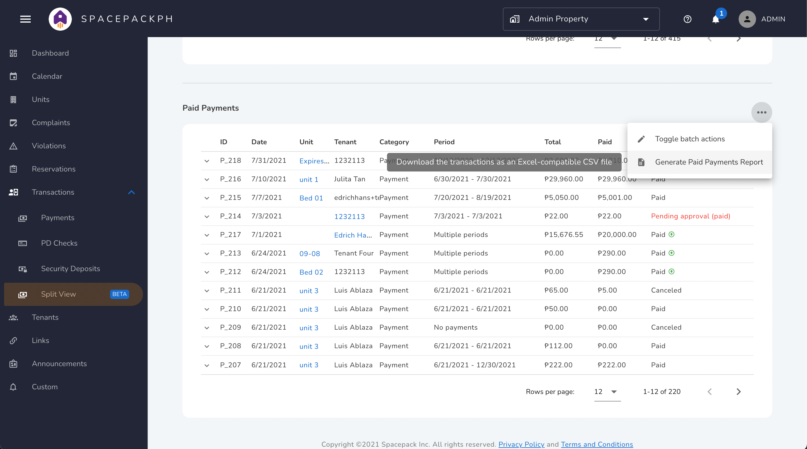 Generate Paid Payment Report