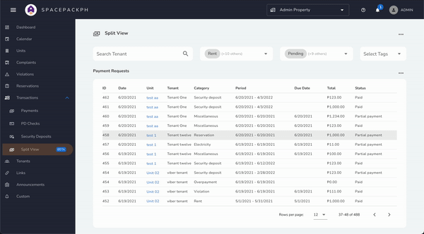 Split view actions