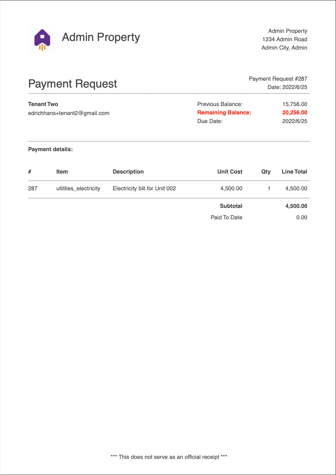 Sample invoice PDF