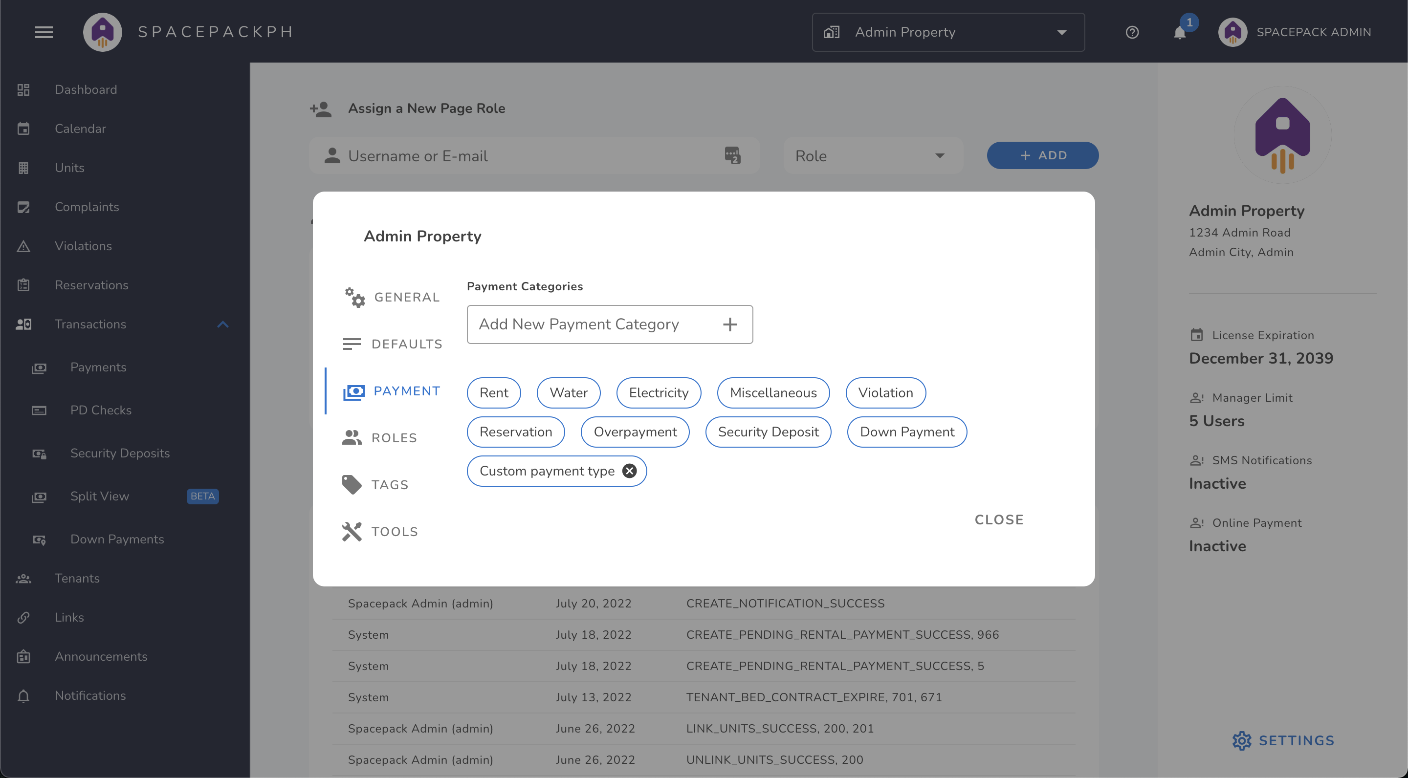 Custom Payment Categories